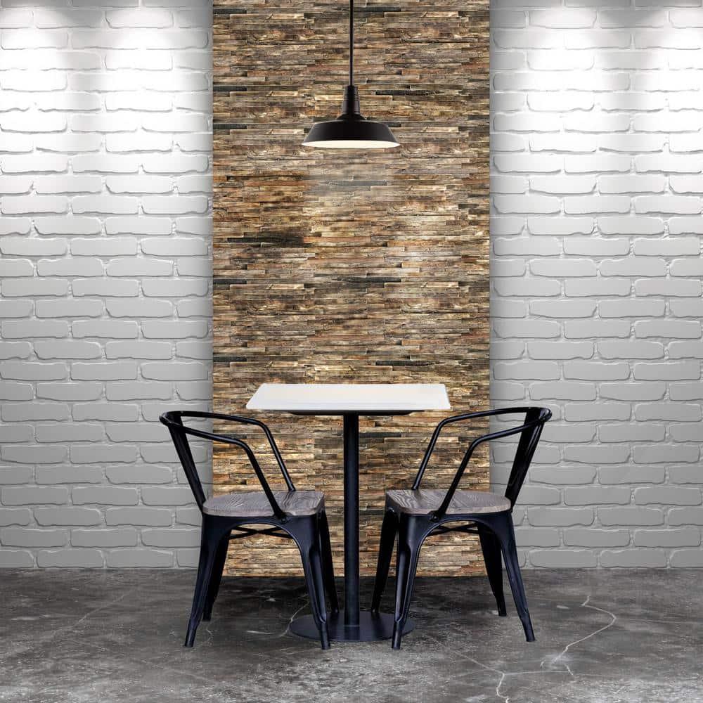 23 3/4"W x 11 7/8"H x 3/4"P Stacked Boat Wood Mosaic Wall Tile, Natural Finish