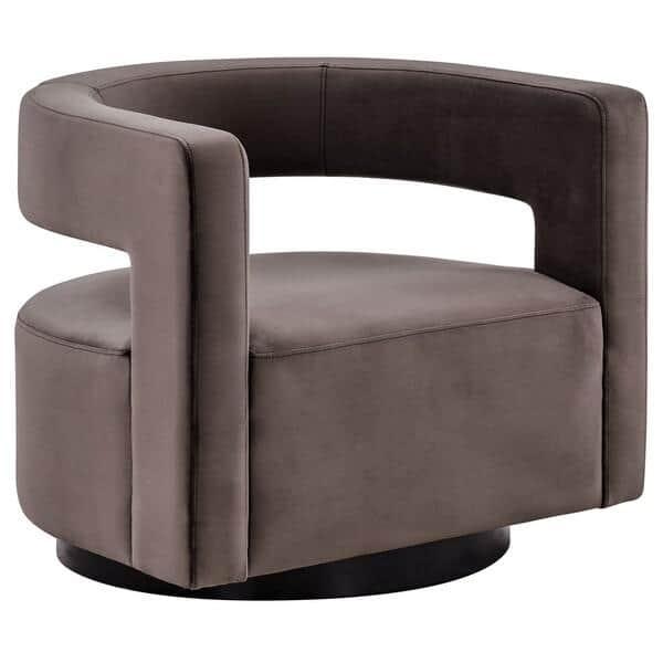 SAFAVIEH Couture Edgar Modern Velvet Solid Swivel Armchair, Dark Brown