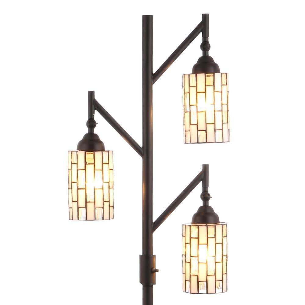 JONATHAN Y JYL8012A Lewis Tiffany-Style 71" Multi-Light LED Floor Lamp, Traditional for living room, dinning room, bedroom, office Bulb Included, Bronze
