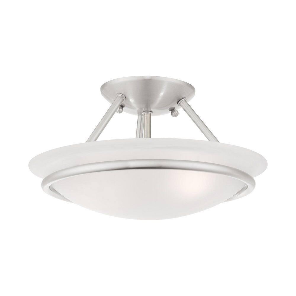 Livex Lighting Newburgh 2 - Light Semi-Flush Mount in  Brushed Nickel