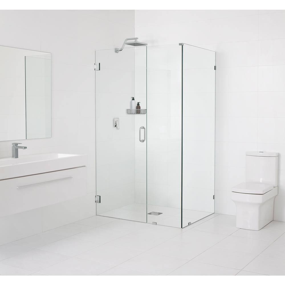 Glass Warehouse Illume 49 in. x 36 in. x 78 in. 90-degree Fully Frameless Wall Hinged Glass Shower Enclosure 90-WH-49-36-CH