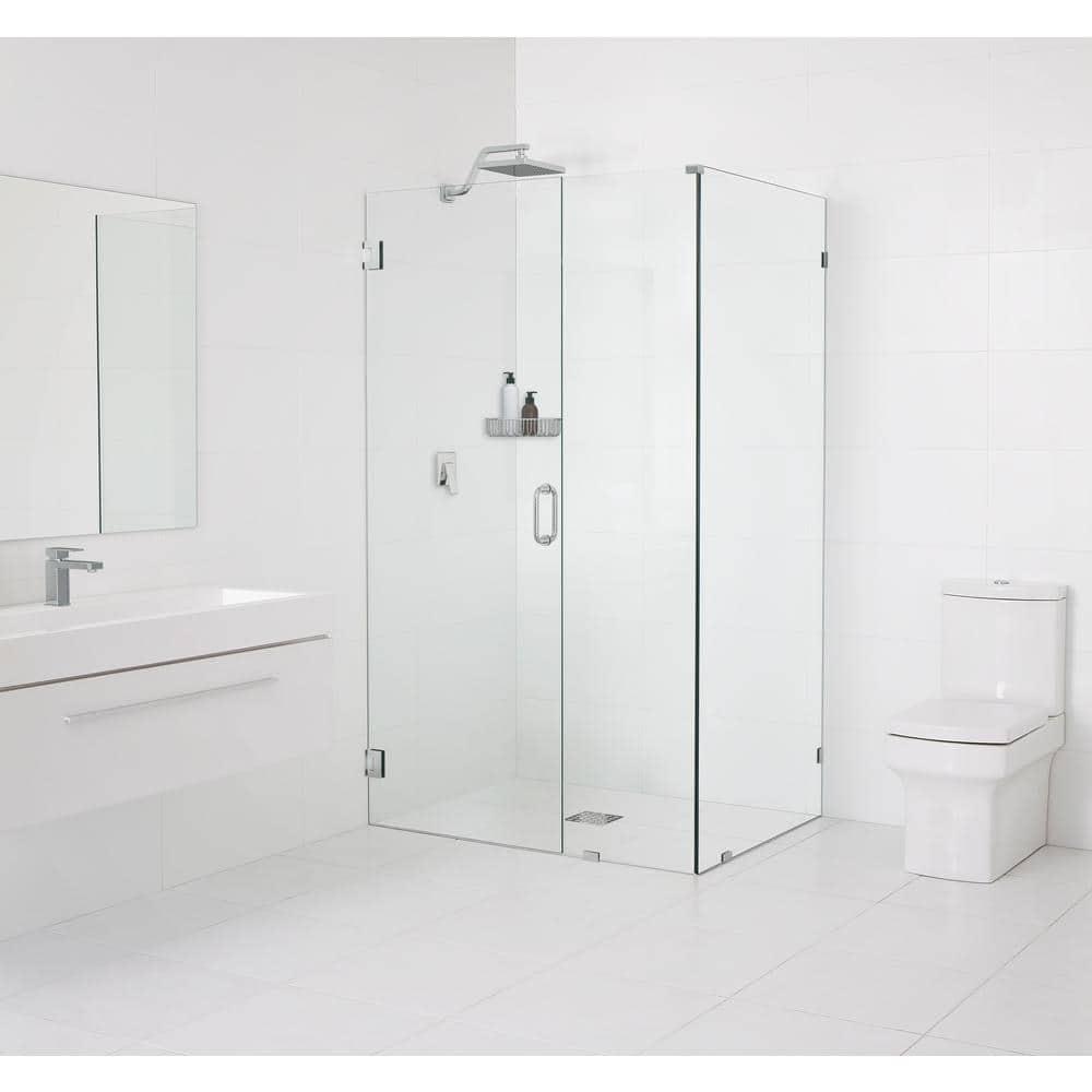 Illume 58 in. x 32 in. x 78 in. 90-degree Fully Frameless Wall Hinged Glass Shower Enclosure