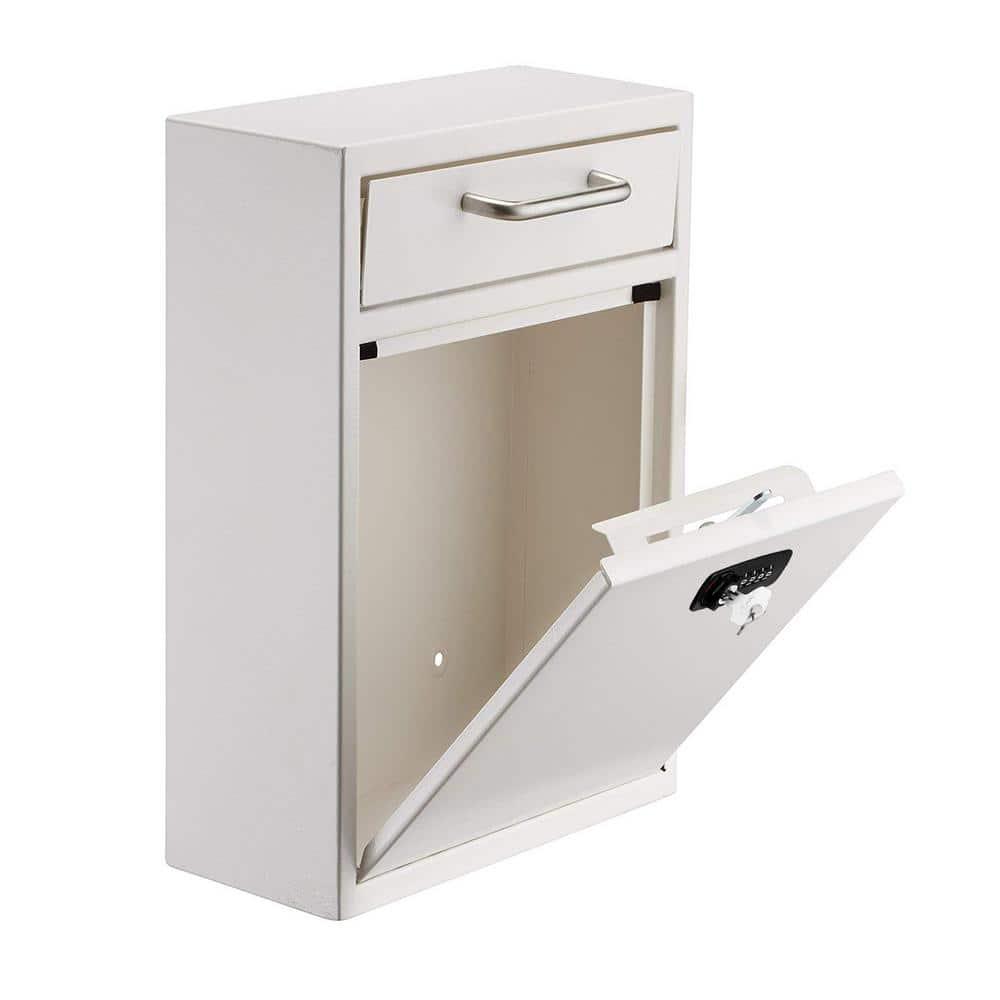 AdirOffice Wall-Mount Secure Drop Box Mailbox with Key and Combination Locking System