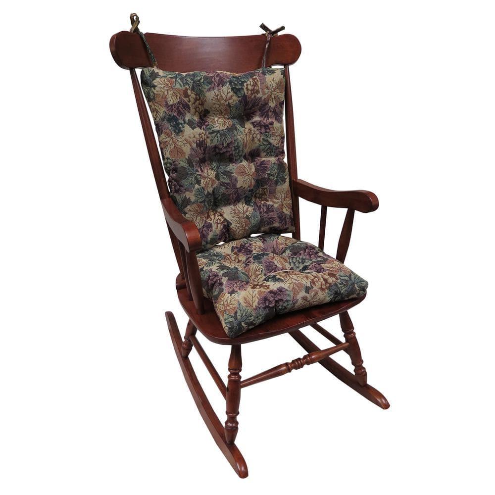 Gripper Jumbo Cabernet Rocking Chair Cushion Set Include Seat and Back Cushion: Solid Polyester & Cotton, Indoor, 21"x17"x3"