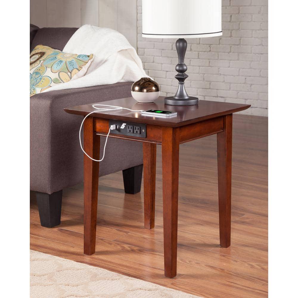 Shaker End Table with Charger, Walnut