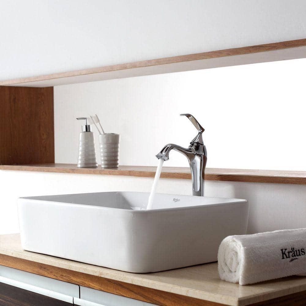 Ceramic Rectangular Vessel Bathroom Sink