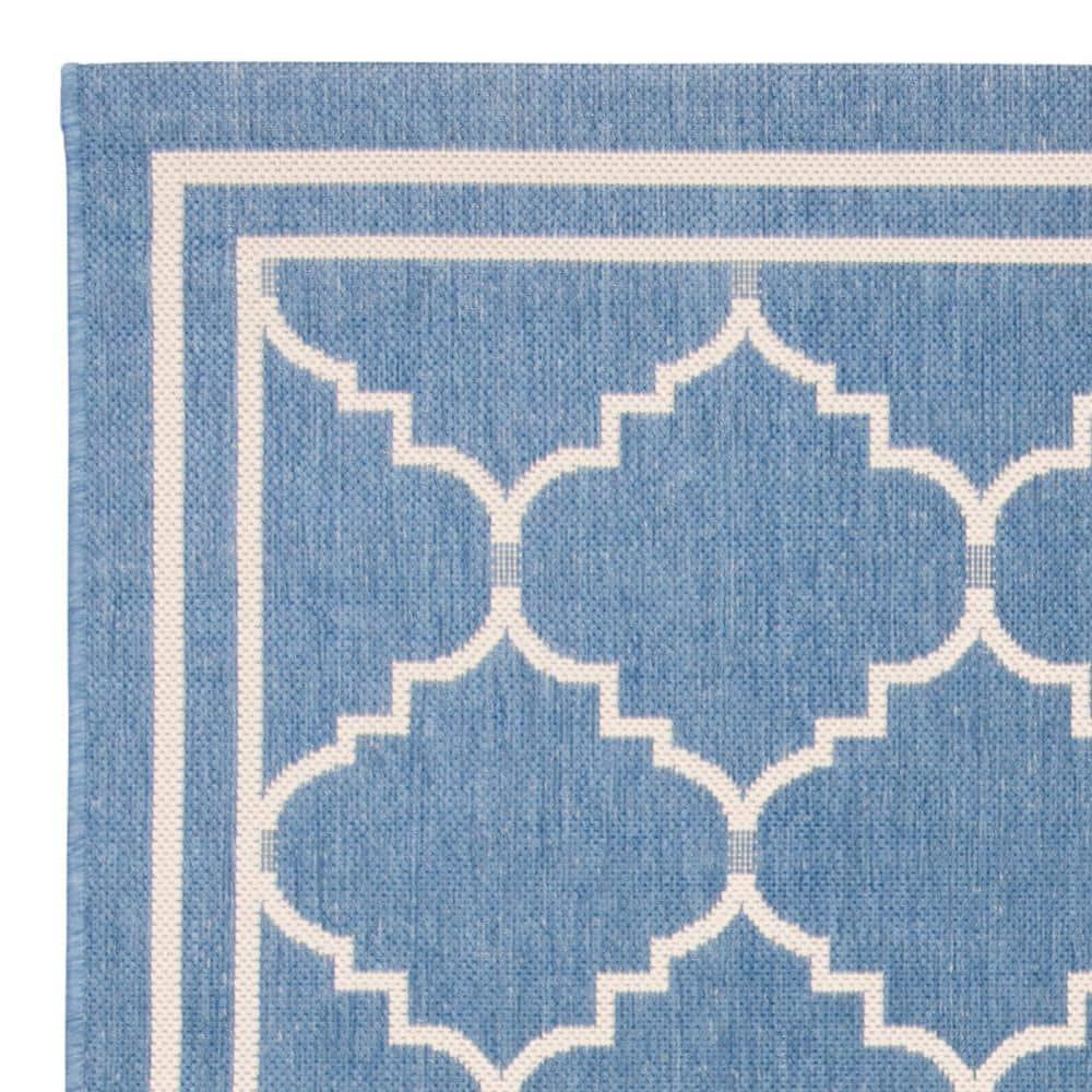 Courtyard CY6889 Power Loomed Indoor and Outdoor Area Rug - Blue/Beige - 5'3"x7'7" - Safavieh