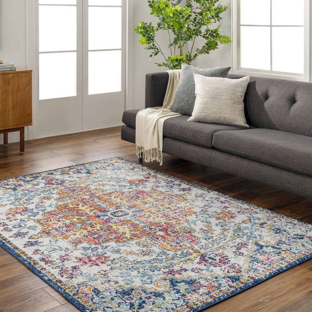 Livabliss 5'3"x7'3" Abby Traditional Rugs Aqua: Medium Pile, Stain & Fade-Resistant, Indoor Use