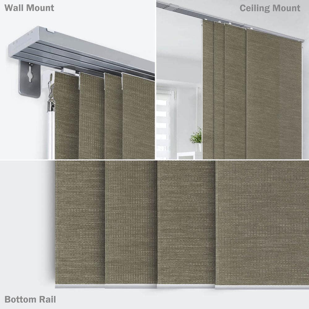 GoDear Design Adjustable Sliding Panel Track Blind 45.8"- 86" W x 96" H, Vertical Blinds, Light Filtering, Peppercorn