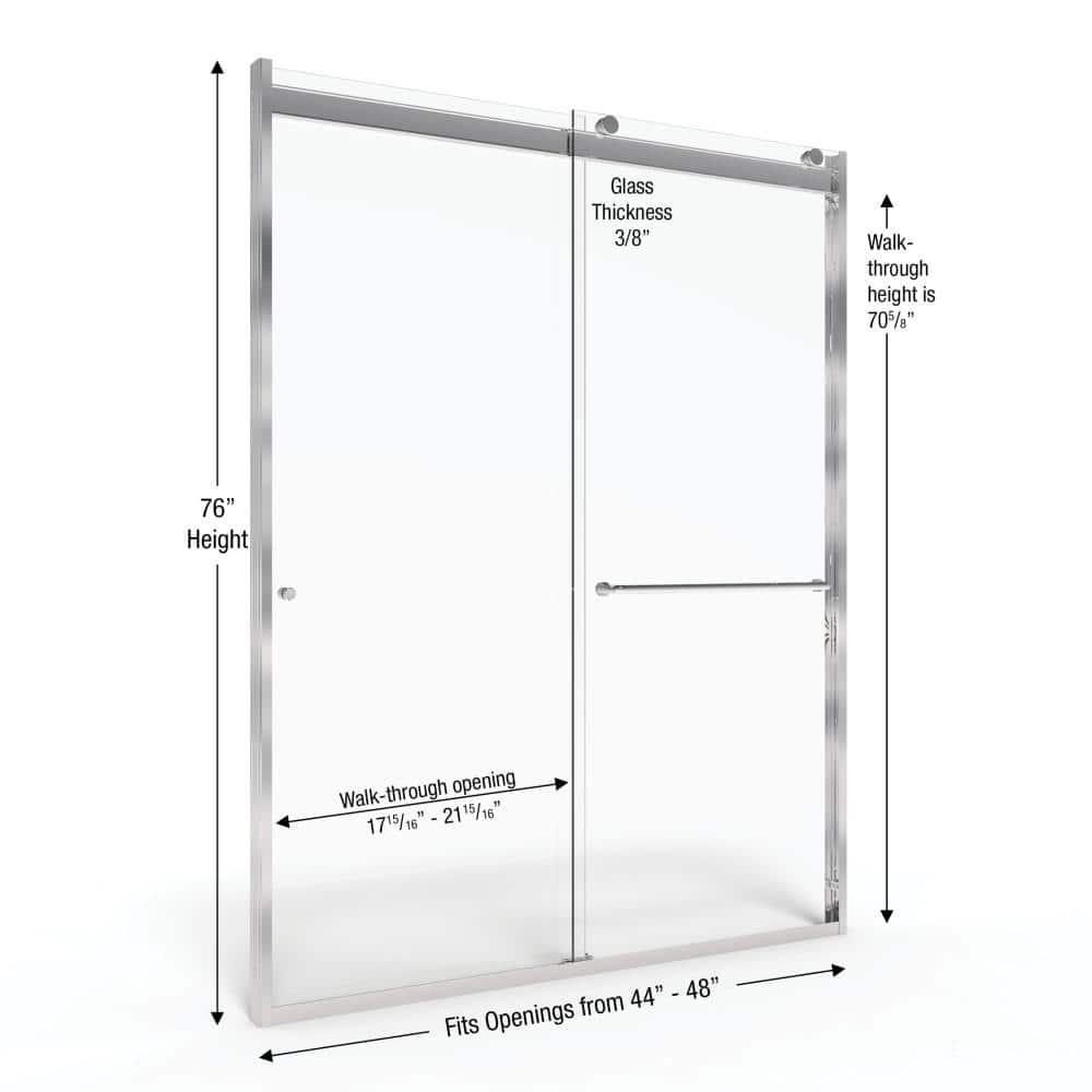 Basco Rotolo 44" W X 76" H Bypass Semi-Frameless Shower Door RTLA05A4876XPBN