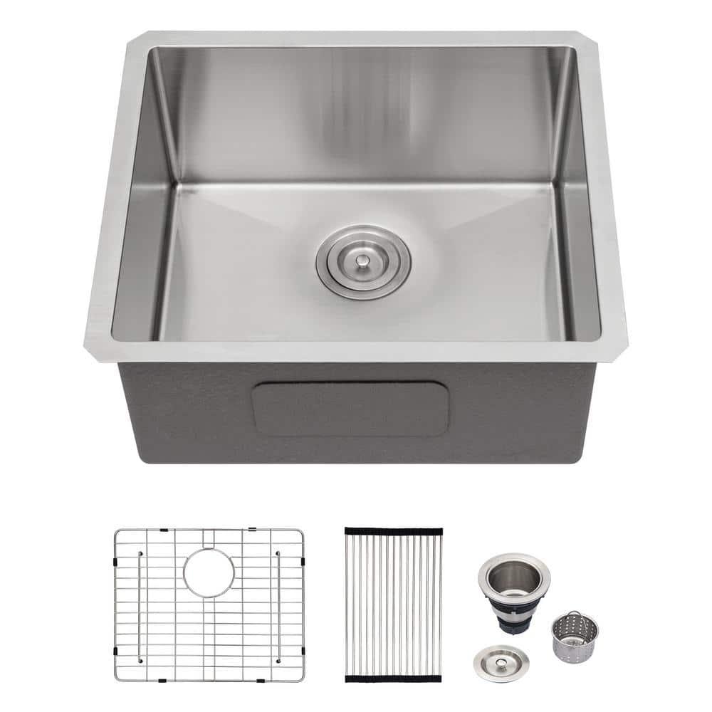 Sarlai 23 Bar Sink Stainless Steel - 23" x 18" Undermount Kitchen Sink Single Bowl 16 Gauge Stainless Steel RV Camper Wet Bar Prep Sink Basin