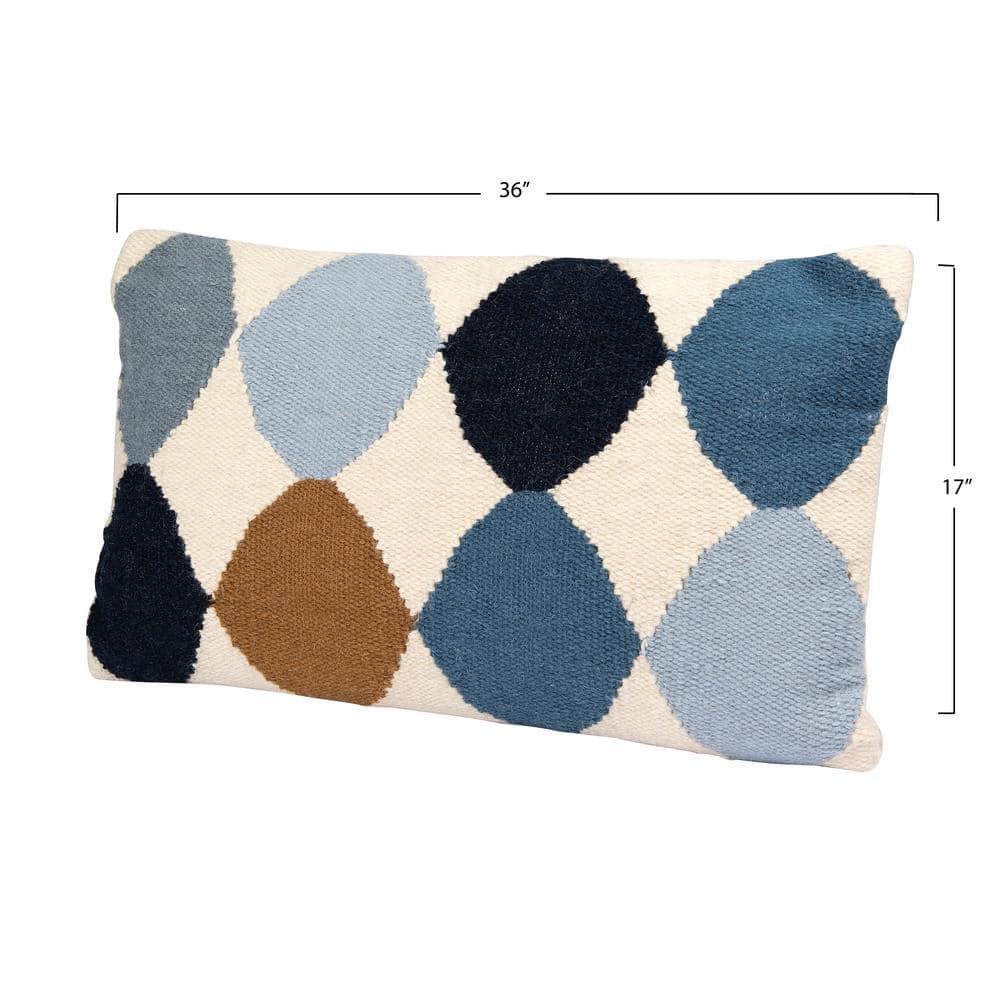 Creative Co-Op Woven Wool Blend Pattern Lumbar Pillow, Multicolor