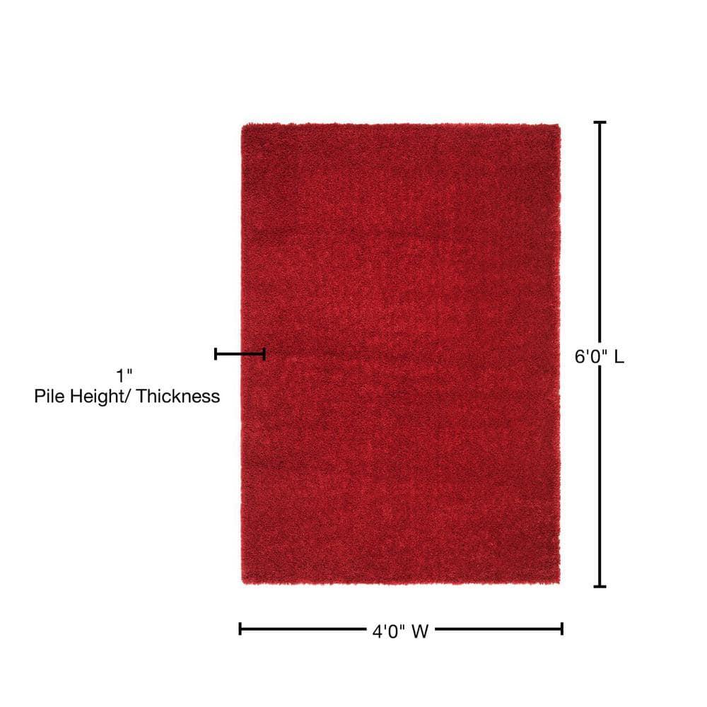 August Shag 900 AUG900 Power Loomed Indoor Area Rug - Red - 4'x6' - Safavieh