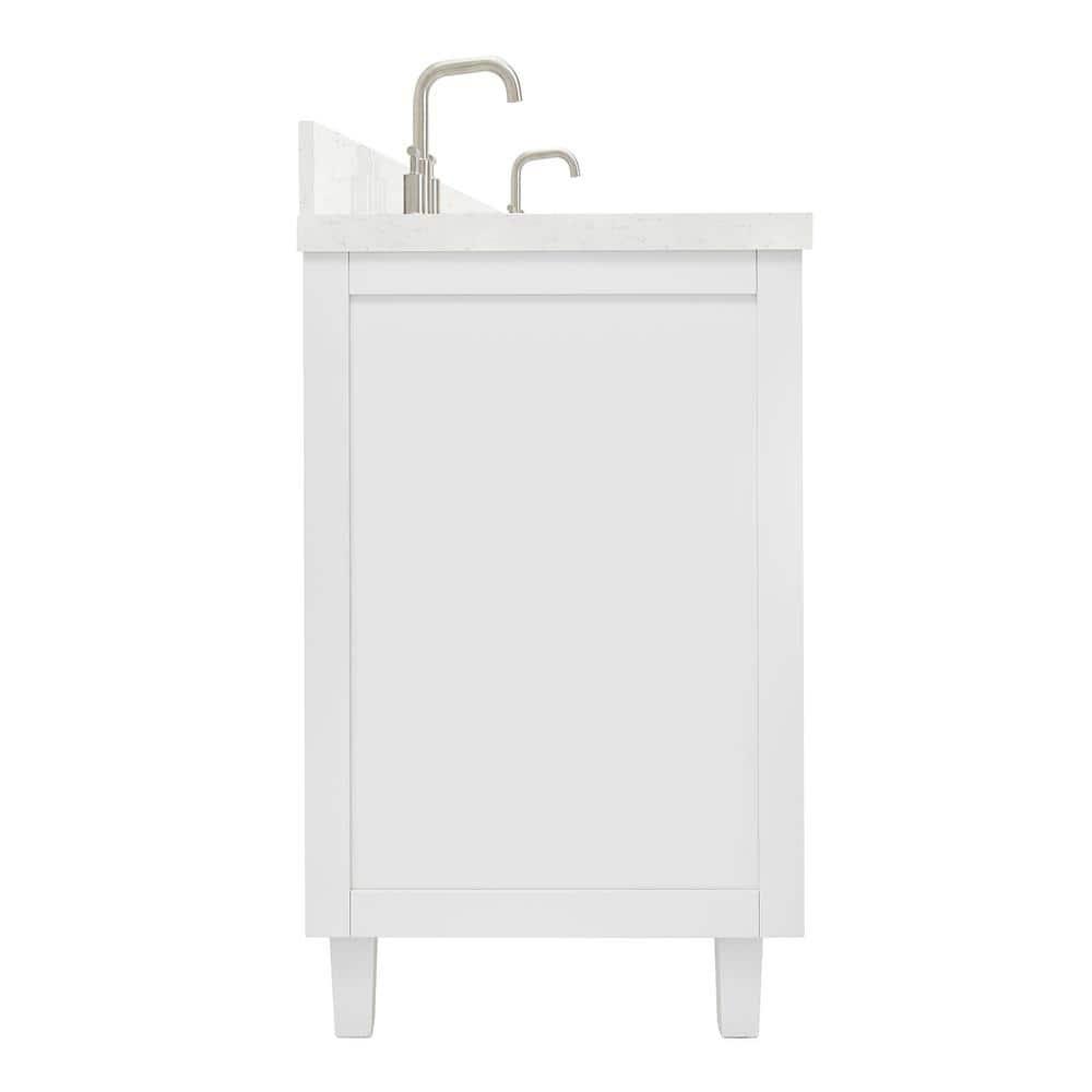 Ariel Monrow 66 Inch Double Oval Sink Bathroom Vanity With Carrara White Quartz Countertop