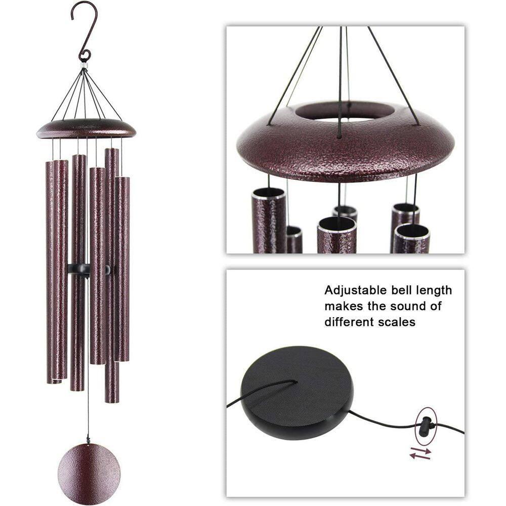 BSHAPPLUS® 45" Wind Chimes for Outside, Heavy Duty Wind Chimes,Memorial Wind Chimes with 6 Large Deep Tone Aluminum Tubes for loss of loved one,Home Garden Hanging Decor,Brown