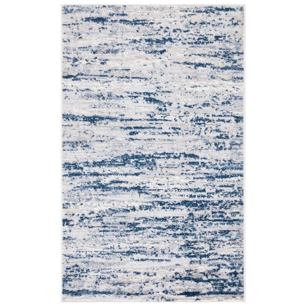 Amelia 700 ALA768 Machine Made Loomed Accent Rug - Grey/Navy - 3' X 5' - Safavieh