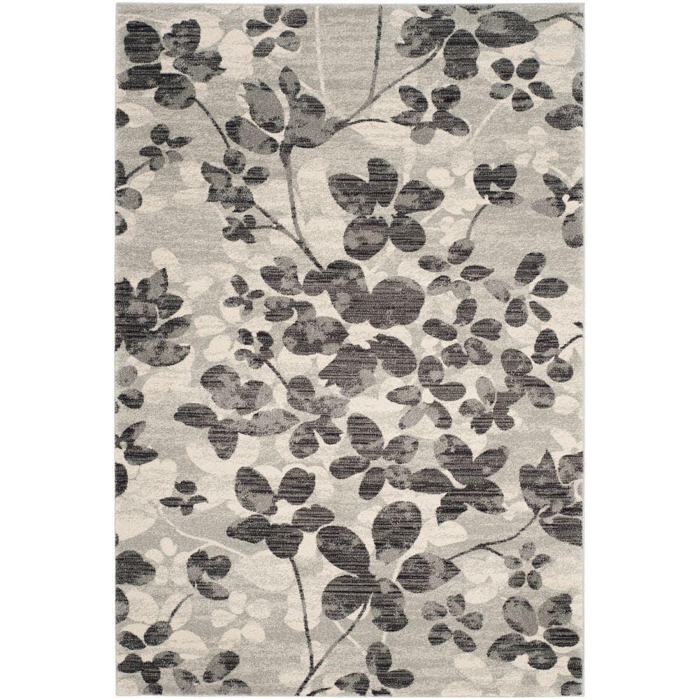 Evoke EVK236 Power Loomed Area Rug - Grey/Black - 5'3"x7'6" - Safavieh.