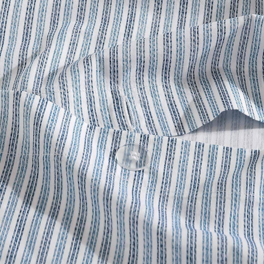 Eddie Bauer Ticking Stripe Navy Cotton Percale Duvet Cover Set