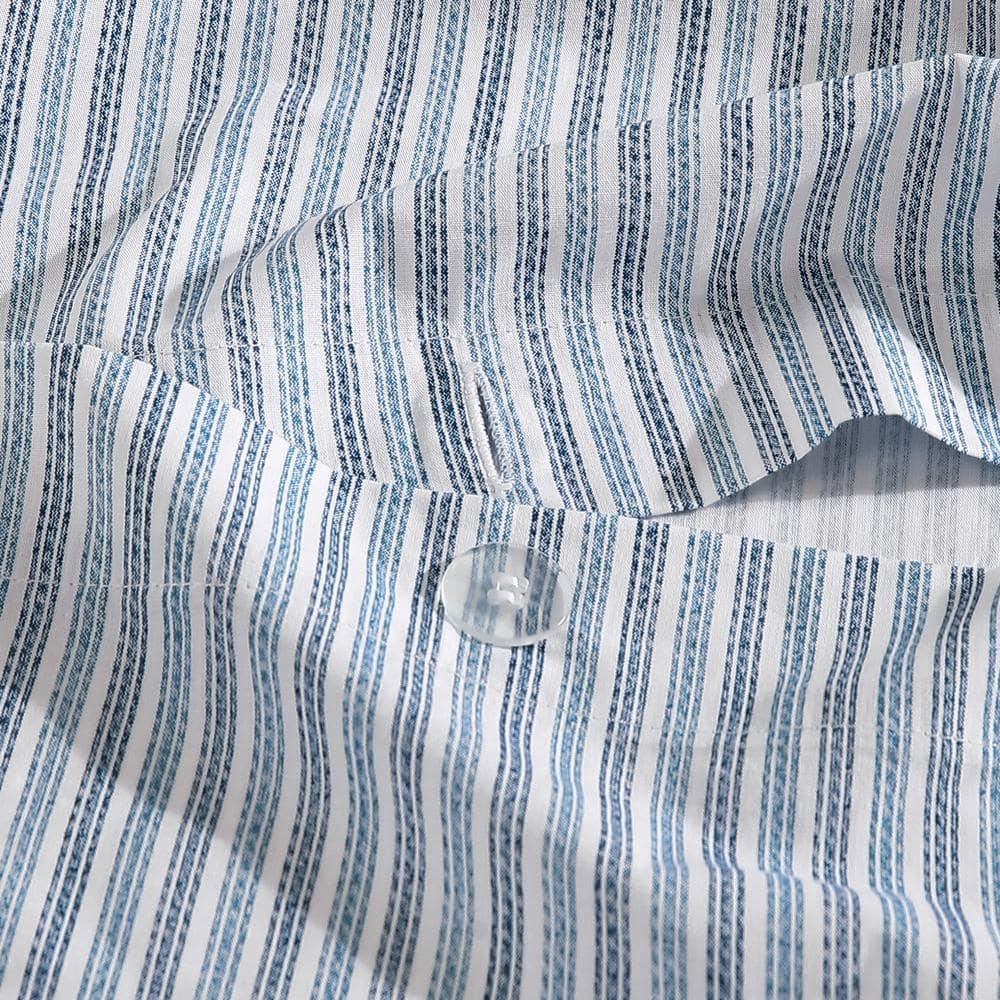 Eddie Bauer Eddie Bauer Ticking Stripe Navy Cotton Percale Duvet Cover Set