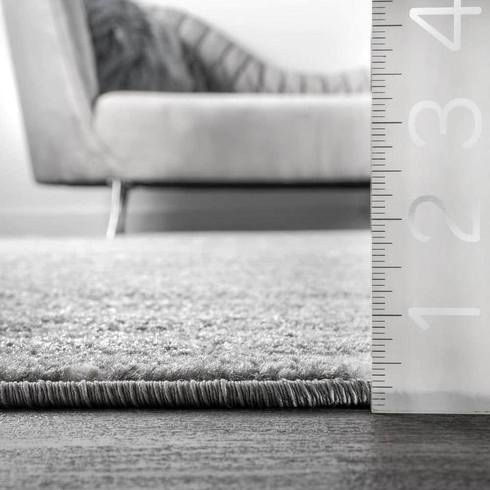 Dark Grey Geometric Synthetic Runner Rug, 34" x 7"