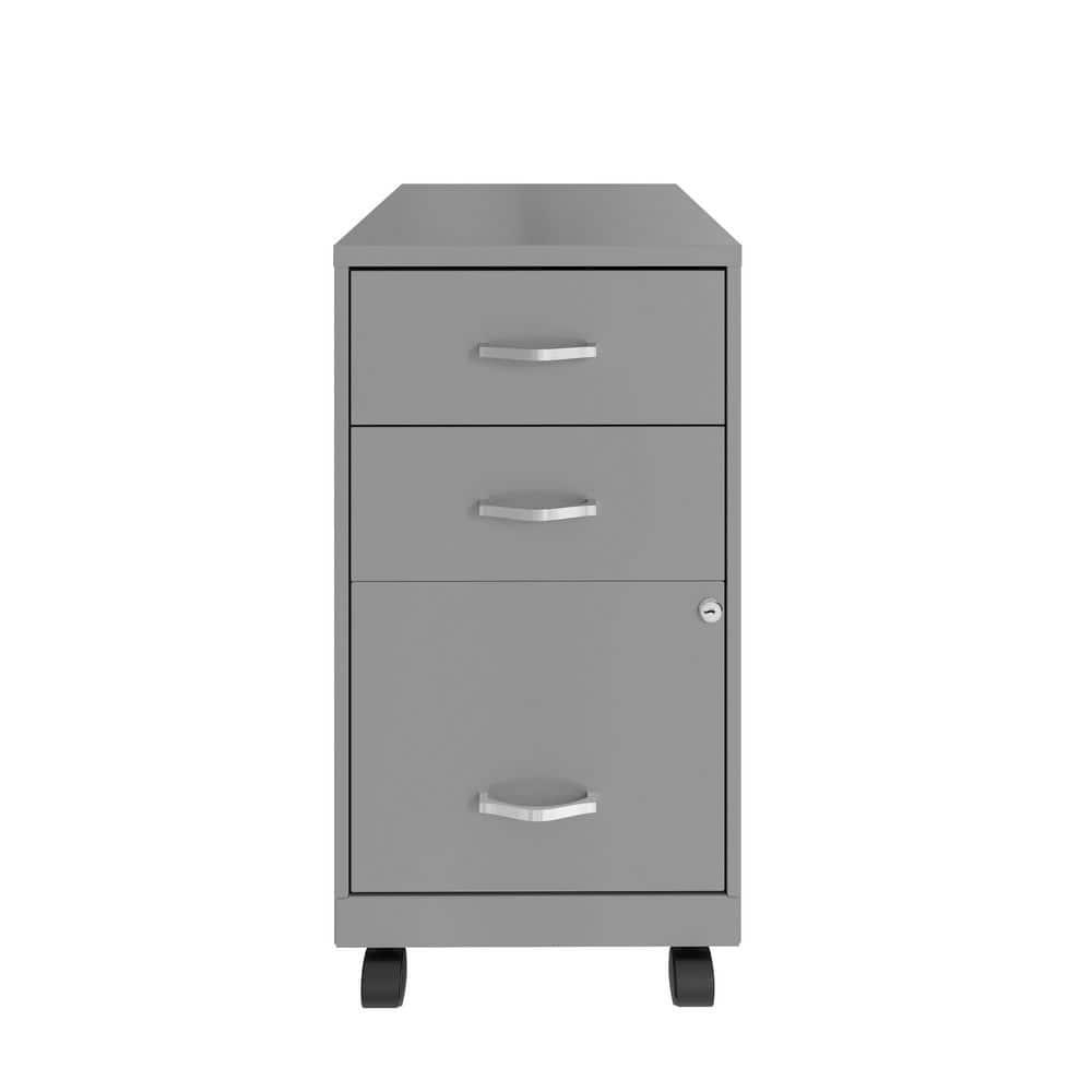 Space Solutions 18" Deep 3 Drawer Mobile Letter Width Vertical File Cabinet, Silver
