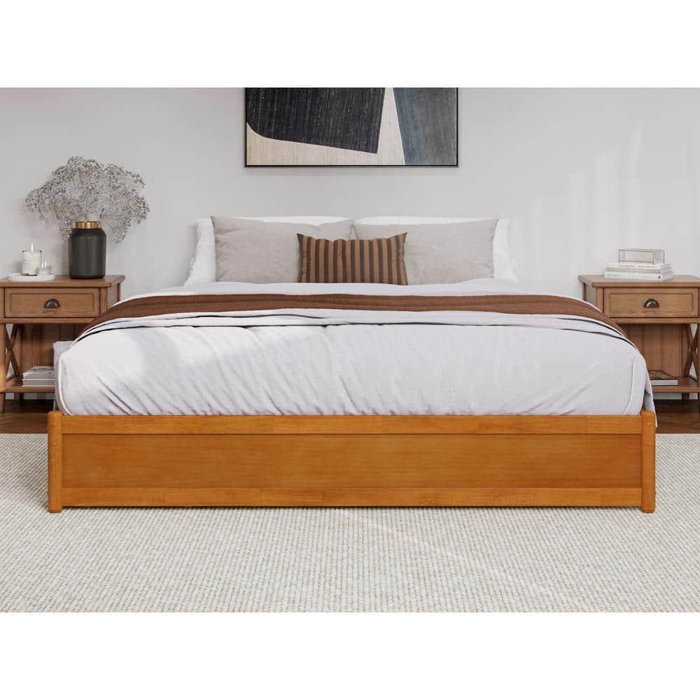 Barcelona Light Toffee King Wood Frame Platform Bed with Storage Drawers