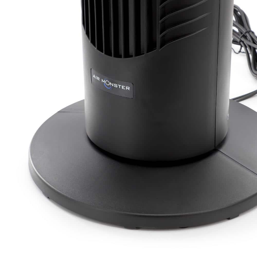 Air Monster 30 Inch 3 Speed Oscillating Tower Fan in Black