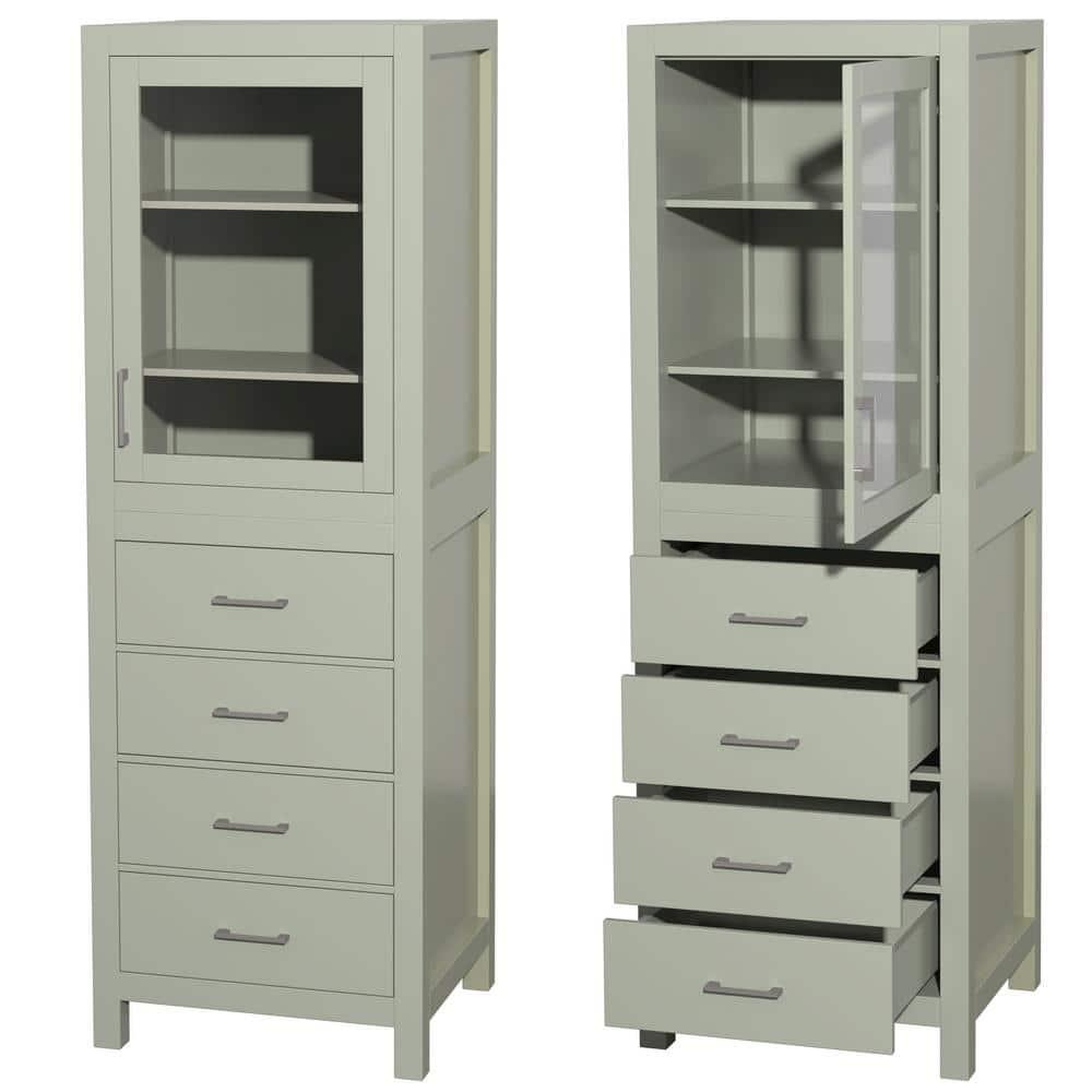 Wyndham Collection Sheffield Solid Wood Freestanding Linen Cabinet