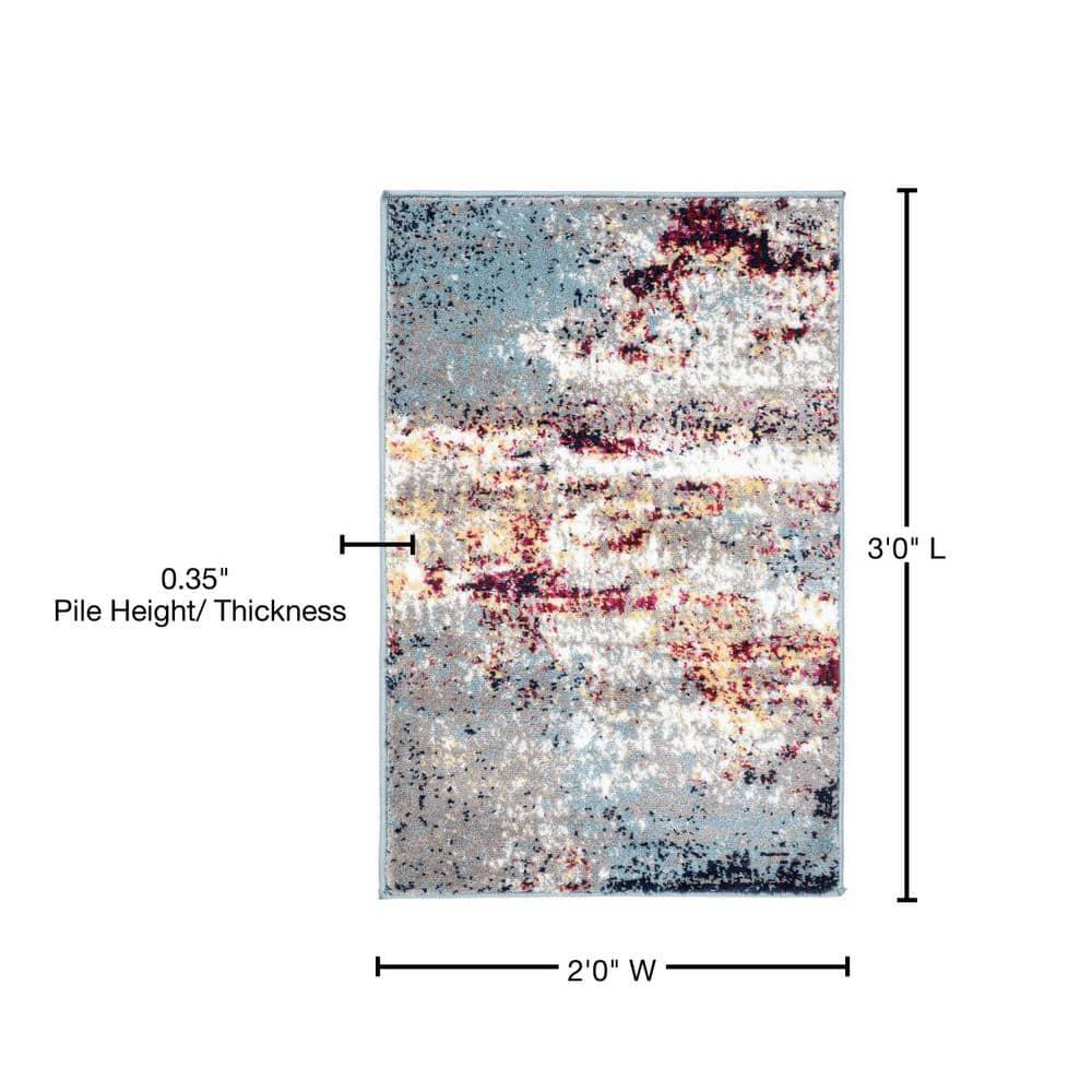 World Rug Gallery Distressed Abstract Watercolor Multi 2' x 3' Area Rug