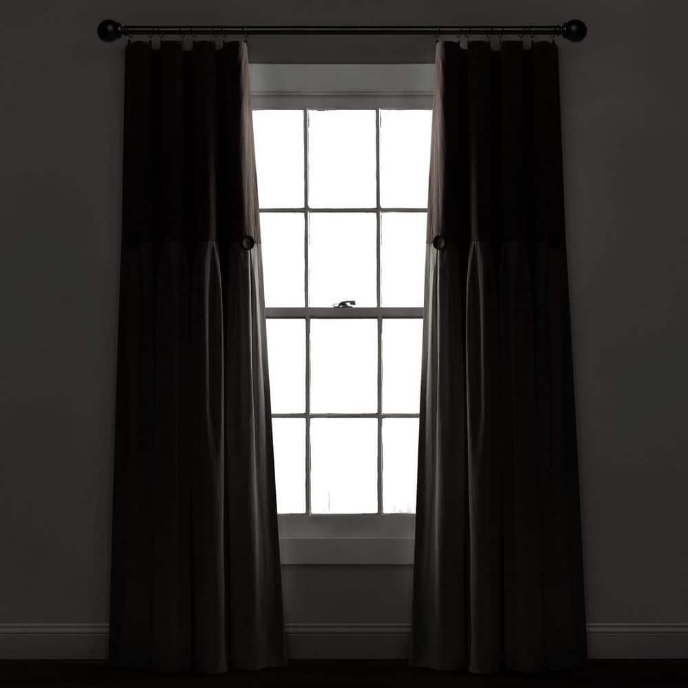 Lush Decor Linen Button Cotton Blend Blackout Curtain Single Panel