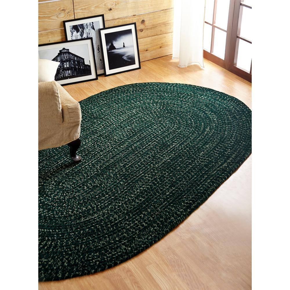 Better Trends Chenille Tweed Braid Collection is Durable and Stain Resistant Reversible Indoor Area Utility Rug 100% Polyester in Vibrant Colors, 96" x 120" Oval, Diluth & Emerald