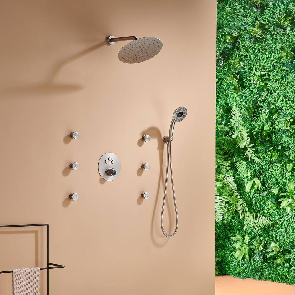 Thermostatic Rainfall Shower System with Rough in-Valve and Digital Display Handheld