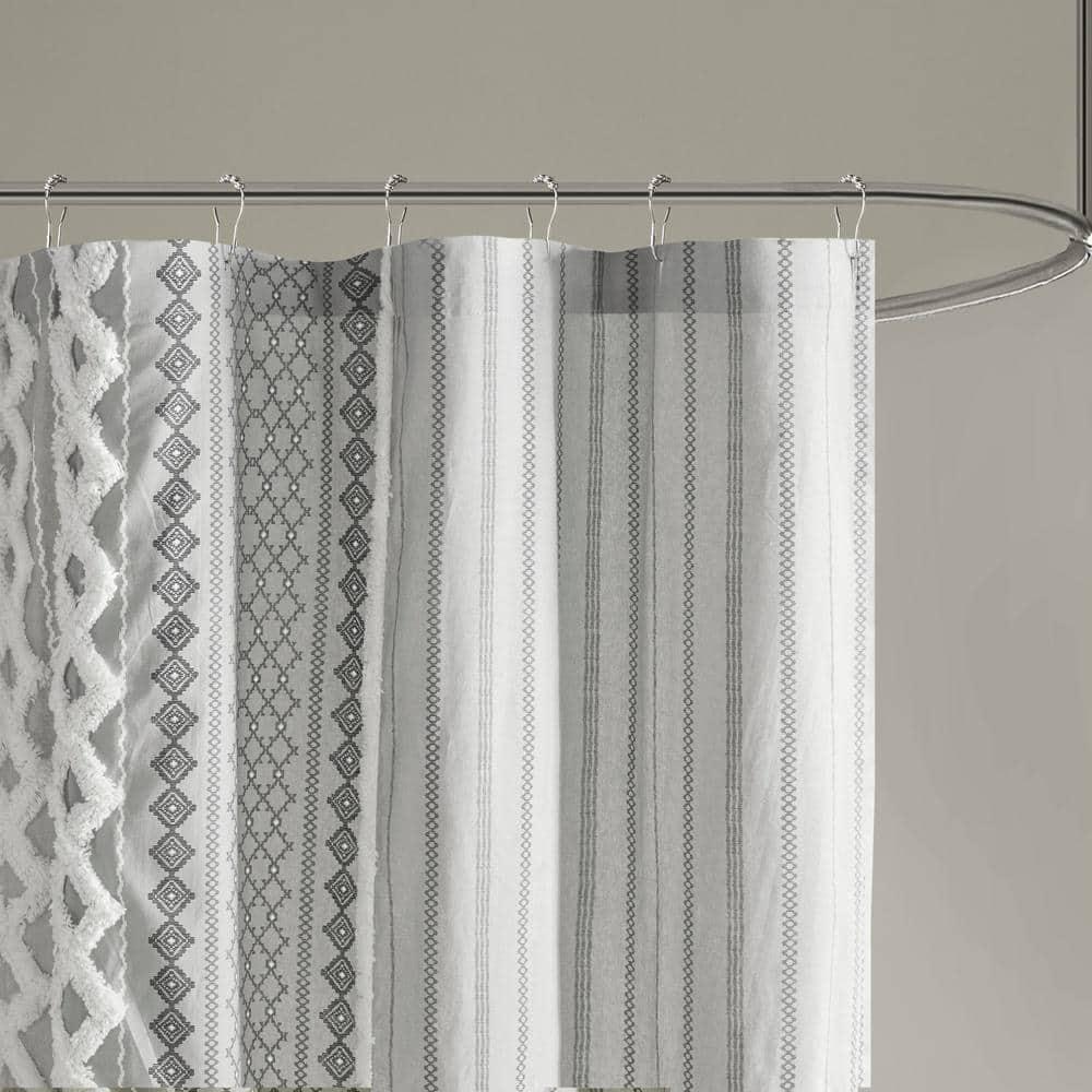 INK+IVY Imani 100% Cotton Printed Shower Curtain with Chenille