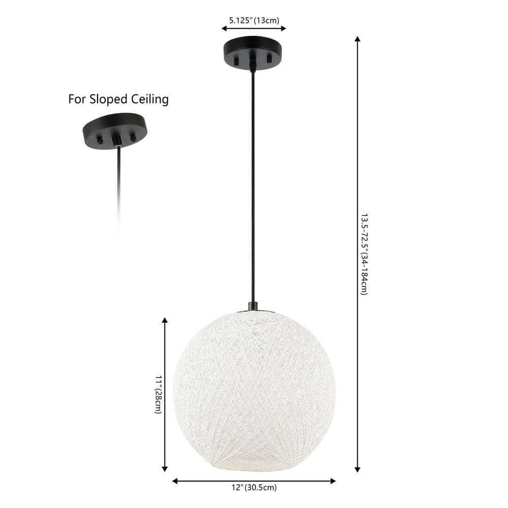 Isla Jade 12" Lacey Bohemian Minimalist Iron/Rope Woven Globe LED Pendant White/Black : 20x20 Inch Polyester, Machine Washable Cloth Napkins