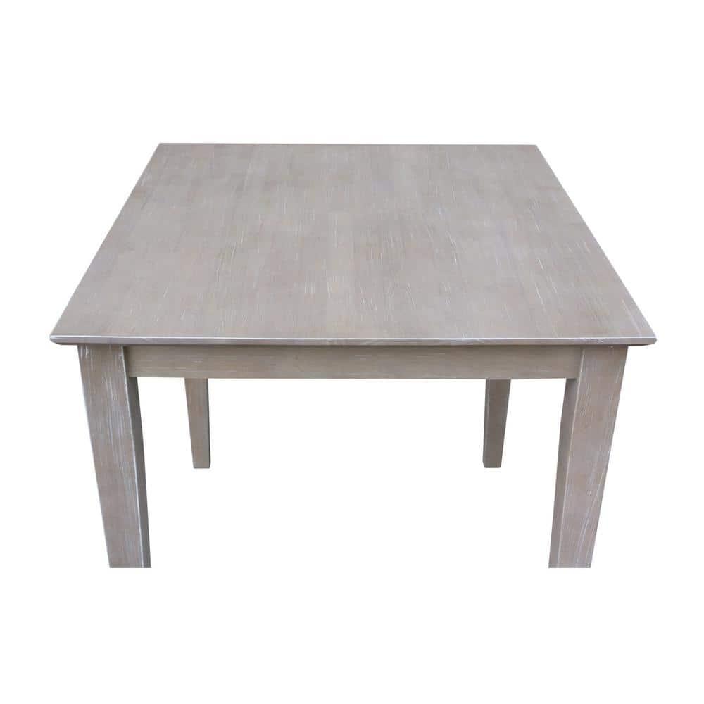 Solid Wood 30" X 30" Counter Height Table Washed Gray Taupe - International Concepts: Parawood, Square, Pedestal Base