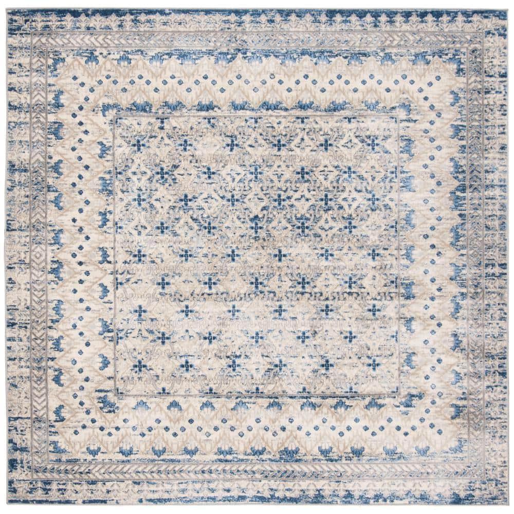 Brentwood BNT899 Power Loomed Indoor Area Rug - Light Grey/Blue - 5'x5' - Safavieh