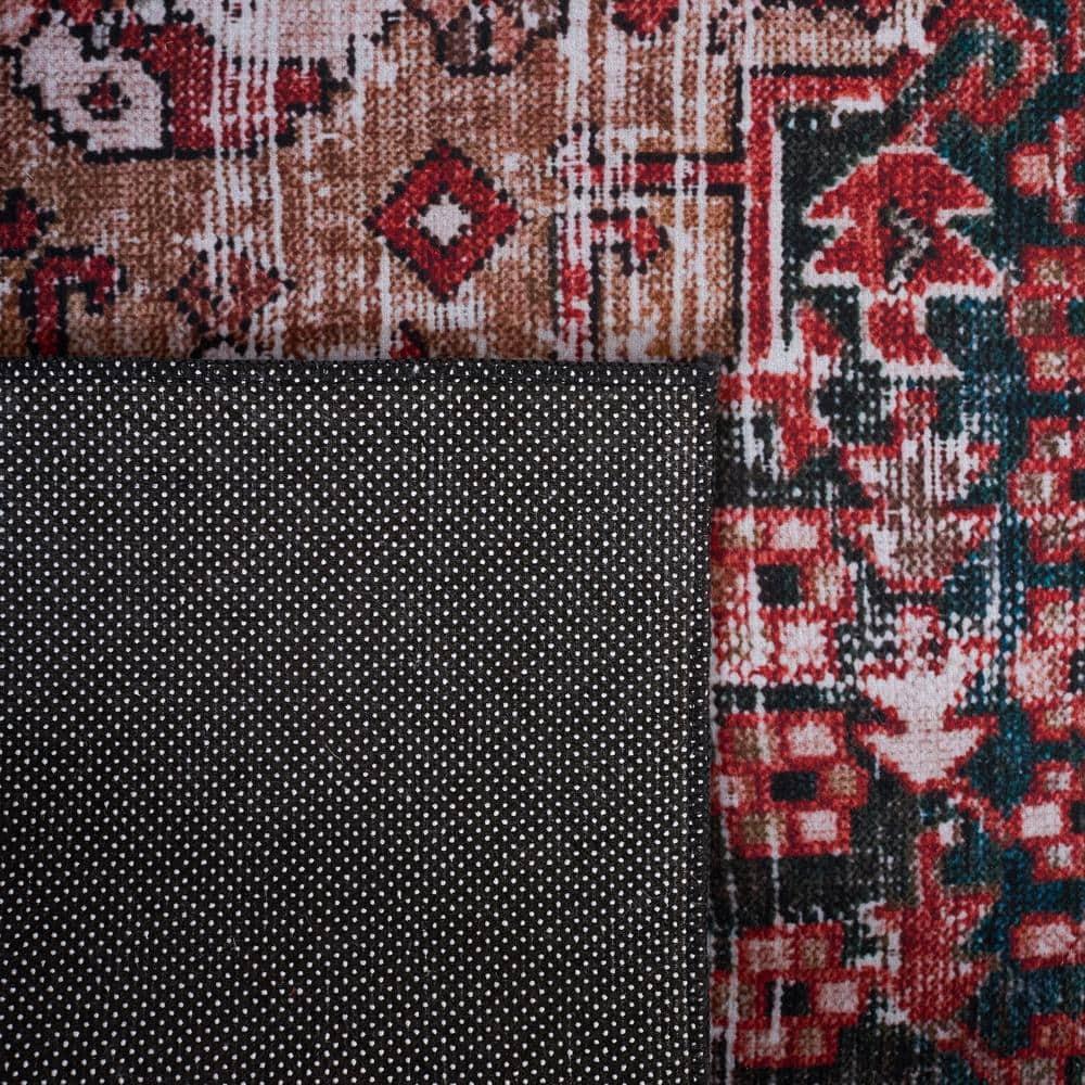 Tucson Vintage Persian TSN114 Power Loomed Machine Washable Skid-Resistant Indoor Accent Rug - Rust/Green - 3'x5' - Safavieh