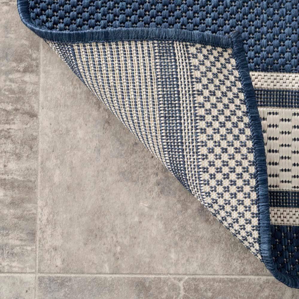 Nuloom Romy Striped Indoor/Outdoor Area Rug, Round 6' 7", Navy