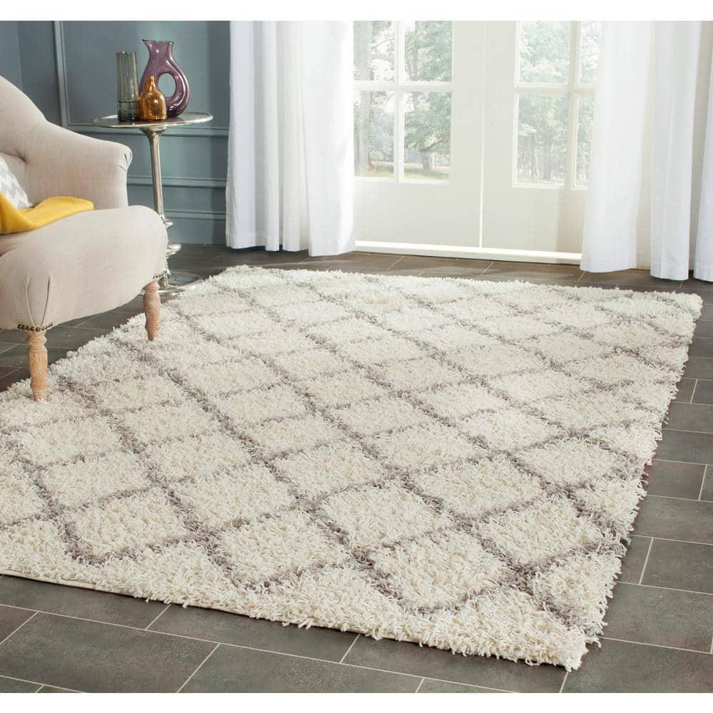 Dallas Shag SGD258 Power Loomed Indoor Area Rug - Ivory/Grey - 8'x10' - Safavieh.