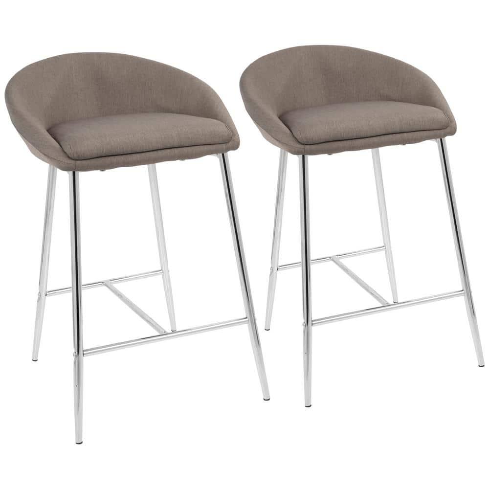 Wenty Glam Upholstered Counter Stool with Metal Frame (Set of 2)