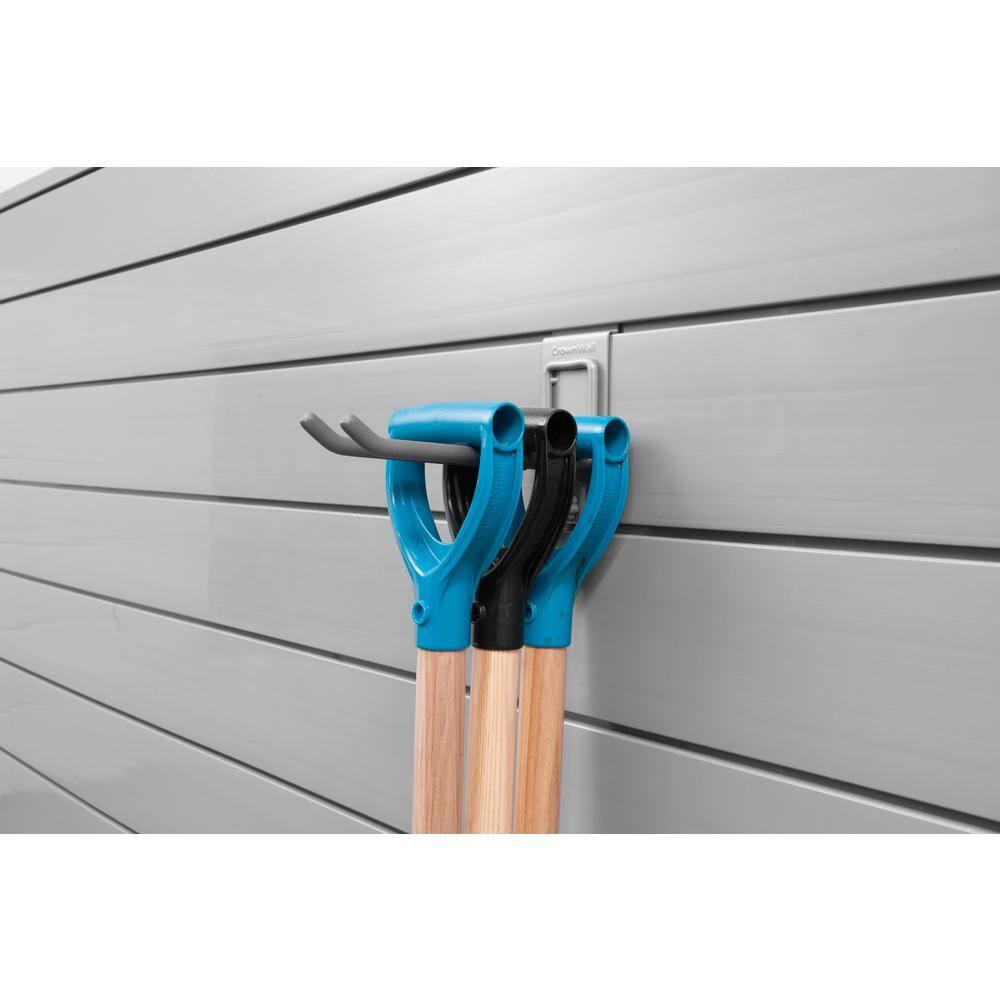 Crownwall Slat Wall Storage Organizer, Heavy Duty Steel 8 Inch Locking Double Hooks, Slatwall Accessories Panels (3 Pack)