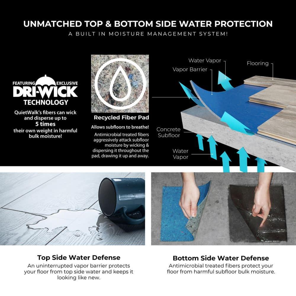 QuietWalk Underlayment 200 sq ft – 3 mm Thick – for Laminate & Hardwood Floors – Approved for Pre-Attached Pad – Recycled Fiber – Floating Install – Sound & Moisture Barrier – Made in USA