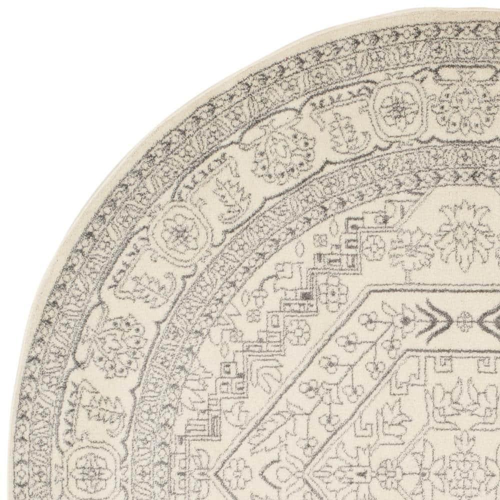 Adirondack ADR108 Power Loomed Area Rug - Ivory/Silver - 9' Round - Safavieh.