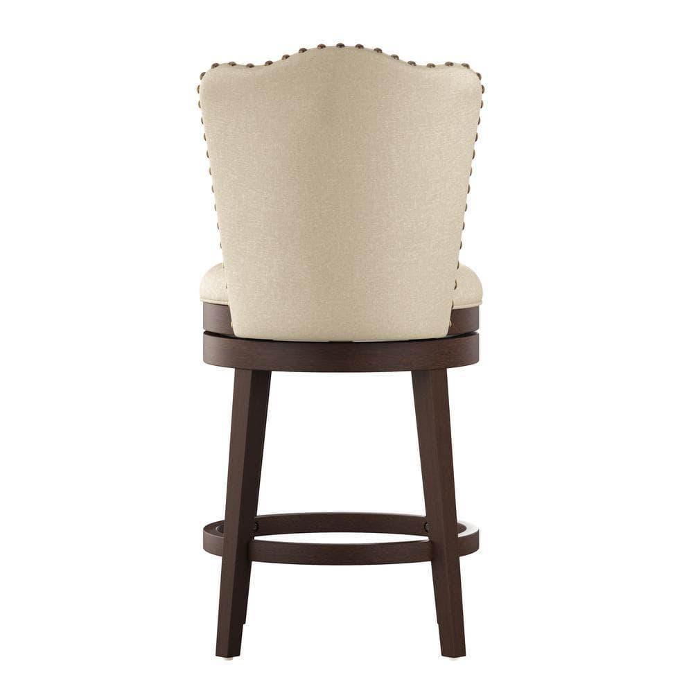 Hillsdale Furniture Edenwood Swivel Counter Height Barstool Cream: Matte Finish, Upholstered, Wood Legs