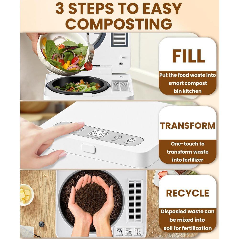 Electric Composter for Kitchen, 3.3L, Smart Compost Bin, Odorless/Auto-Cleaning, 2 Modes, Blade Upgrade, Food Waste to Fertilizer