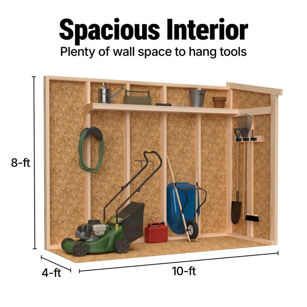 Handy Home Cambria 10 ft. W x 4 ft. D Wood Lean-To Storage Shed