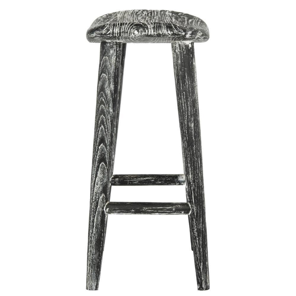 Colton Wood Counter Stool - Black/White Wash/Sungkai Wood - Safavieh