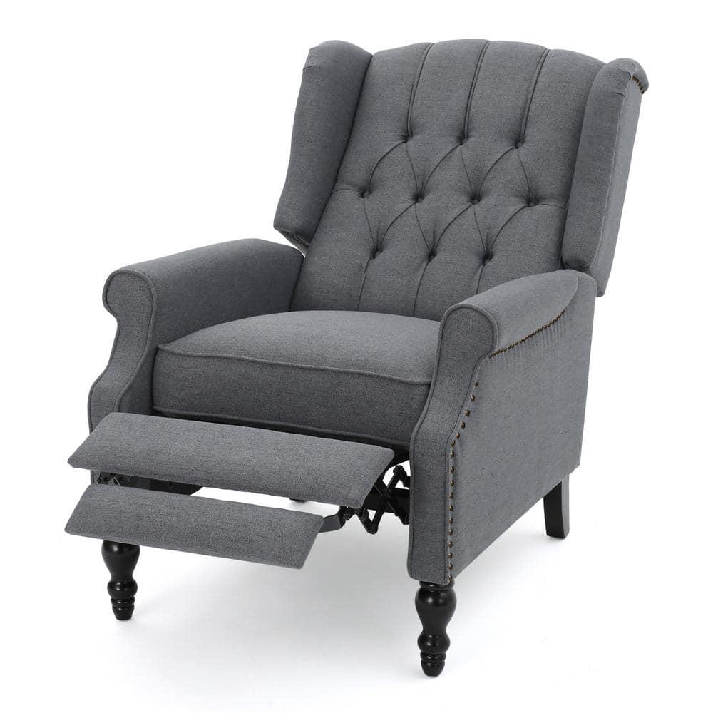Noble House Walter Wingback Fabric Recliner, Set of 2, Gray