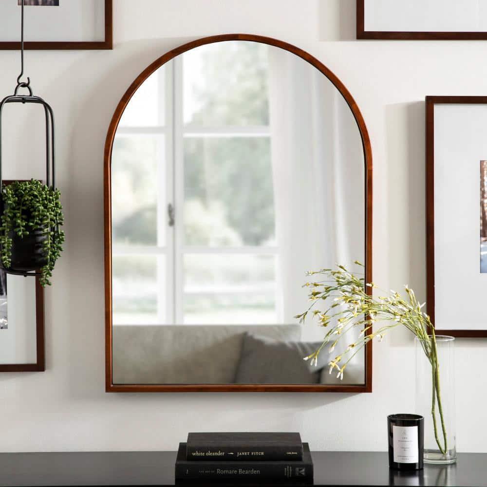Kate & Laurel All Things Decor 24"x32" Valenti Mid-Century Modern Arched Wall Mirror: Includes Mounting Hardware
