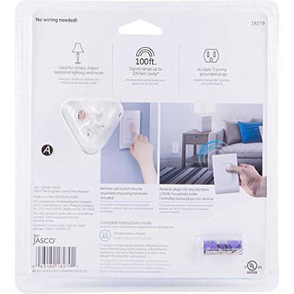 GE Wireless Light Control with Wall Switch, 1-Grounded Outlet, 18279